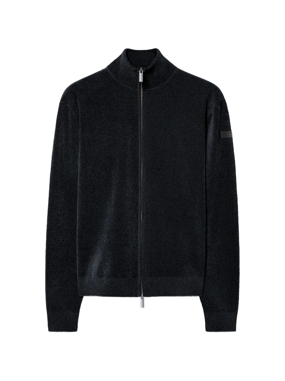 Rrd Velvet Zip-up Cardigan In Black