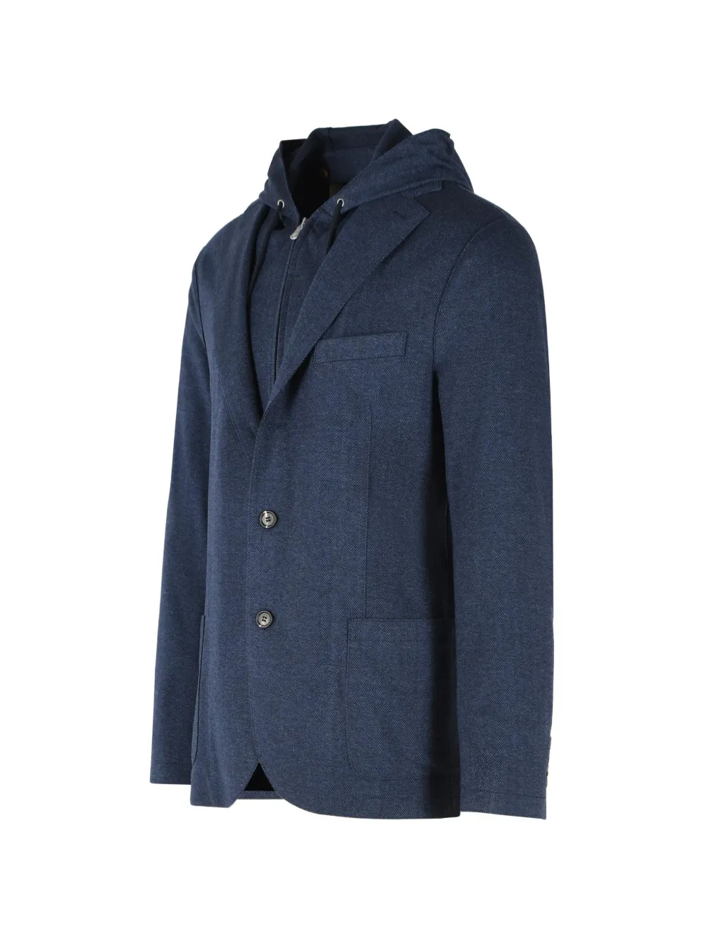 Eleventy Blazer met visgraatpatroon en capuchon Blauw
