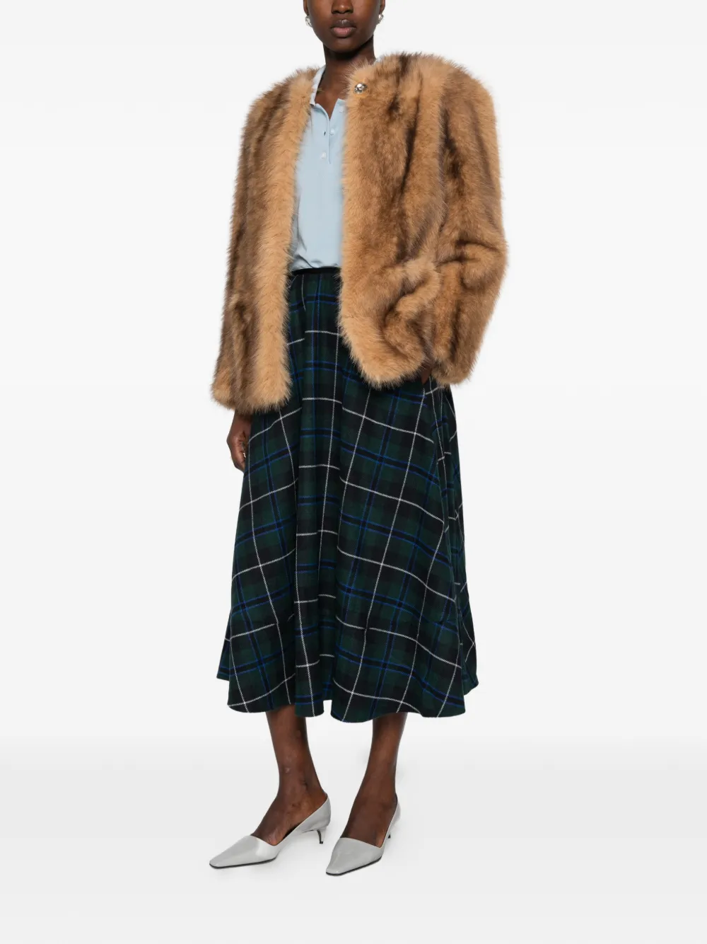 Maje check-pattern midi skirt Groen