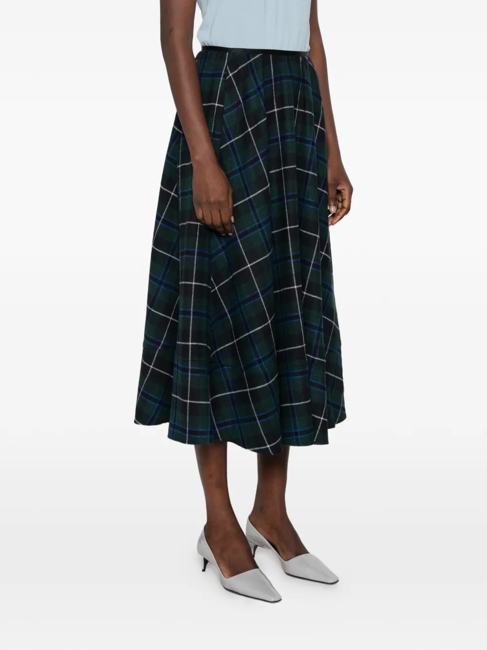 Maje check-pattern midi skirt Groen