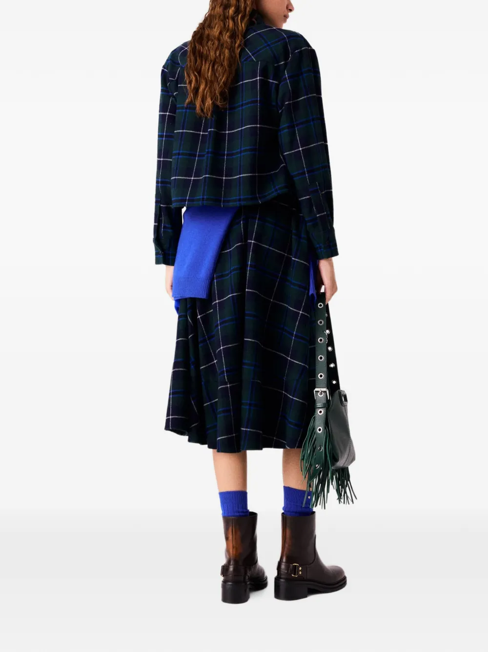 Maje checked snowflake-patch cropped jacket Groen