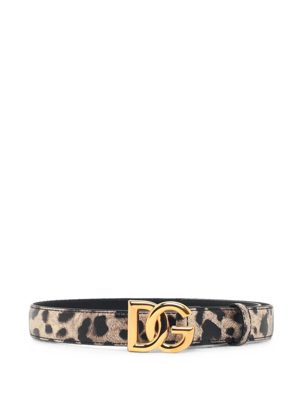 Dolce & Gabbana leopard-print logo-plaque leather belt - Toni neutri