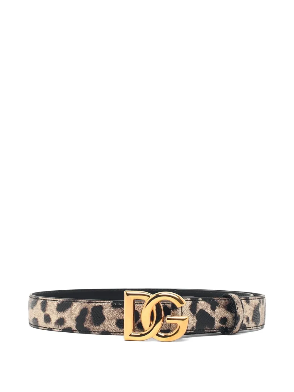 Dolce & Gabbana leopard-print logo-plaque leather belt - Toni neutri