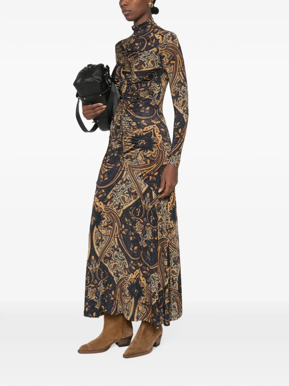 Ulla Johnson Ida maxi-jurk met paisley-print en ruches Blauw