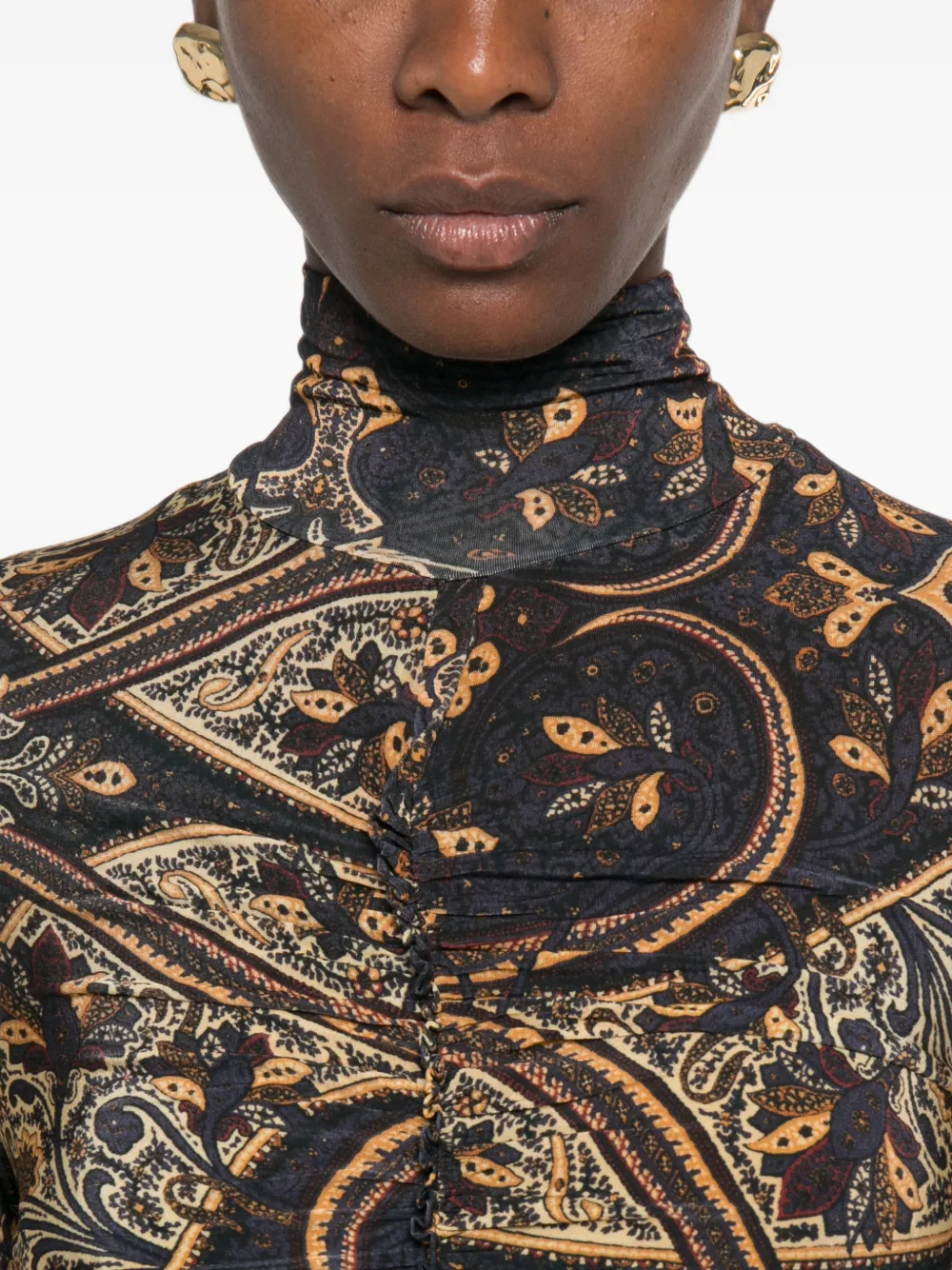 Ulla Johnson Ida maxi-jurk met paisley-print en ruches Blauw