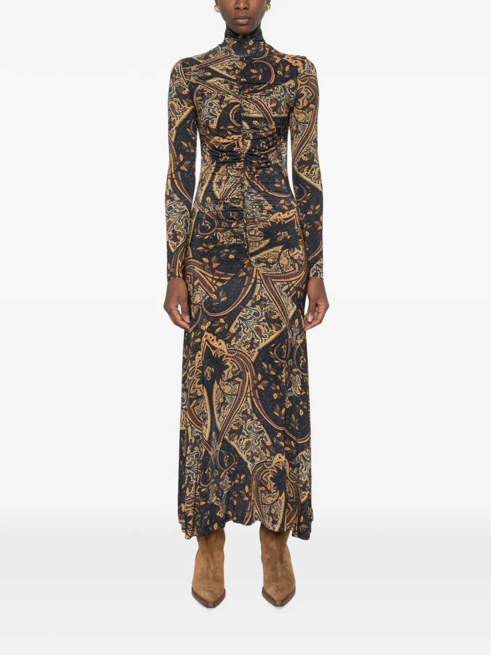 Ulla Johnson Ida maxi-jurk met paisley-print en ruches Blauw