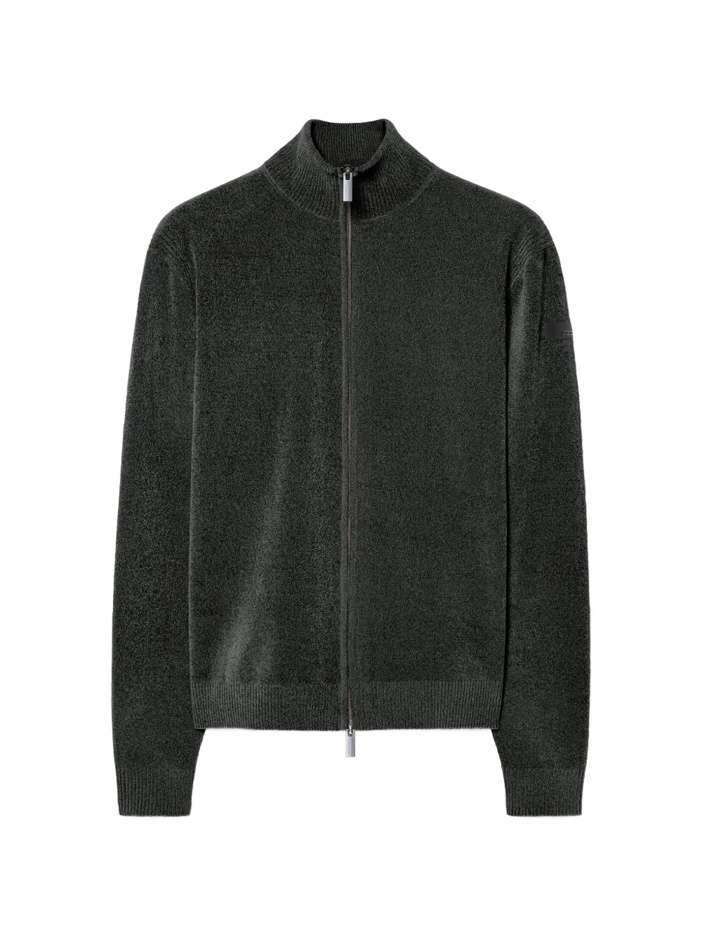 Rrd Velvet-effect Zip-up Sweater In Grey