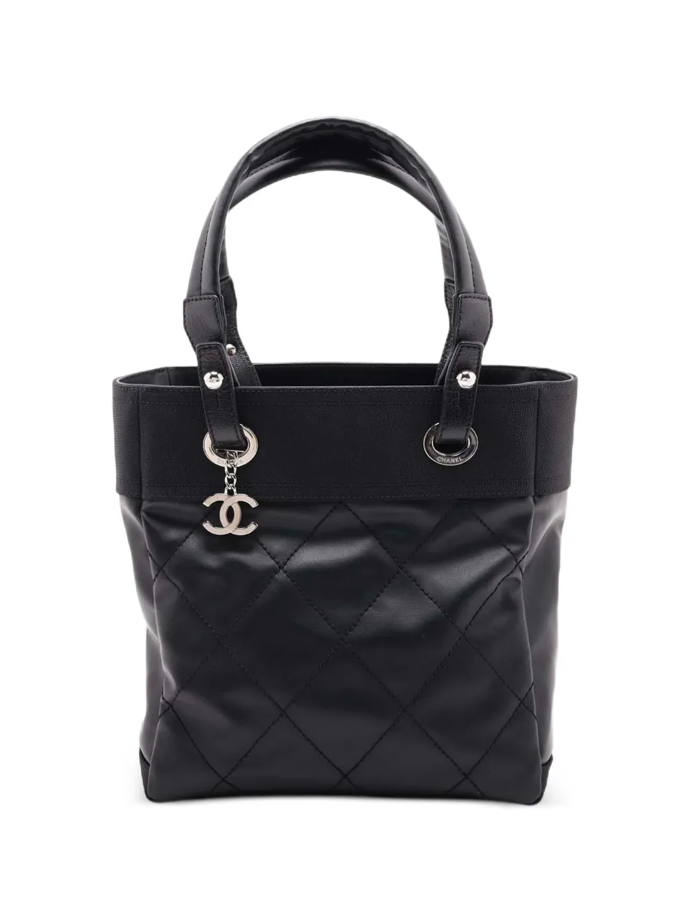 CHANEL Pre-Owned Borsa tote Paris Biarritz piccola in tela cerata trapuntata 2012 - Nero