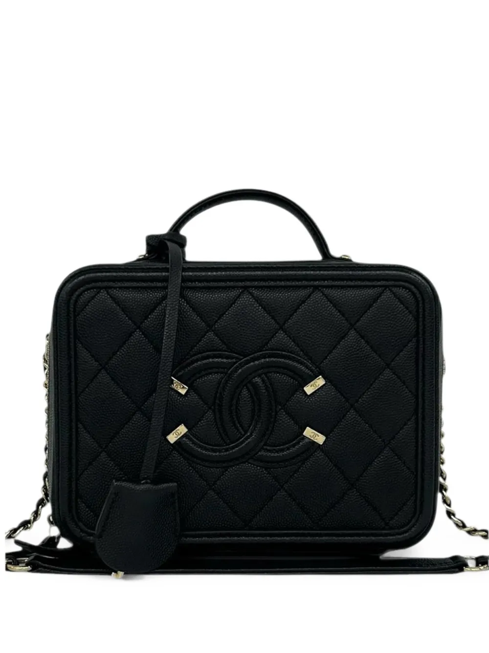 CHANEL Pre-Owned 2019 Small Caviar CC Filigree Vanity Case satchel - Schwarz