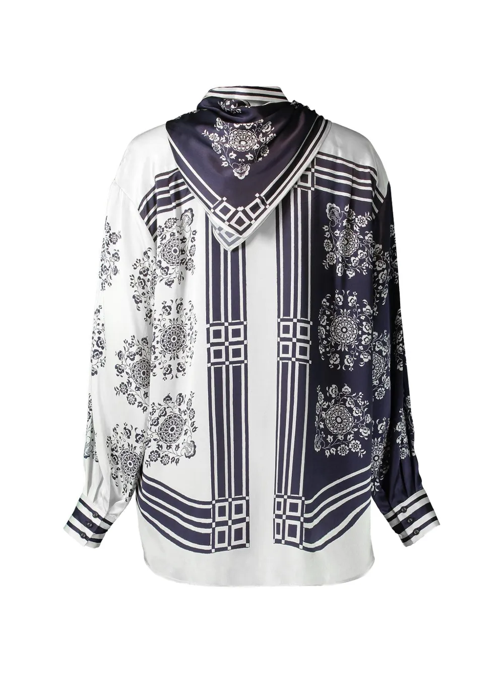 ALEMAIS Banderra zijden blouse met sjaal Blauw