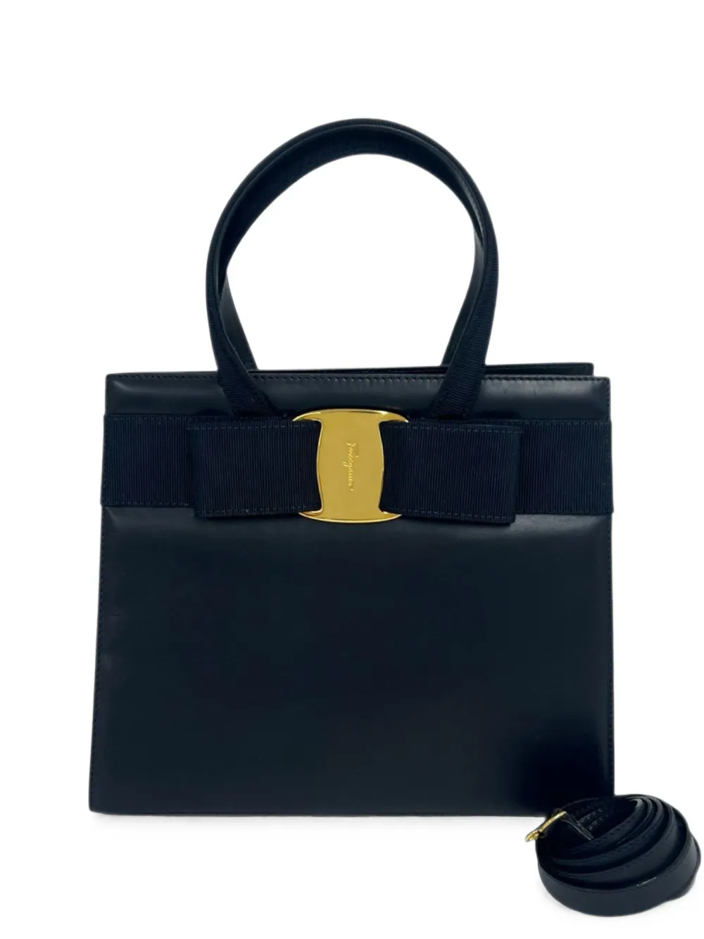 Ferragamo Pre-Owned 2010-2026 Leather Vara Bow satchel - Blu
