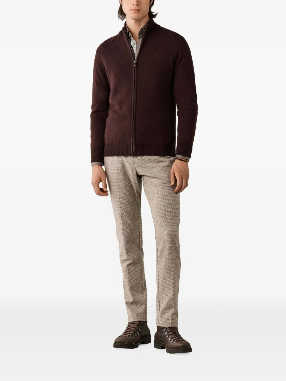 Hackett London Lamswollen vest met rits Bruin