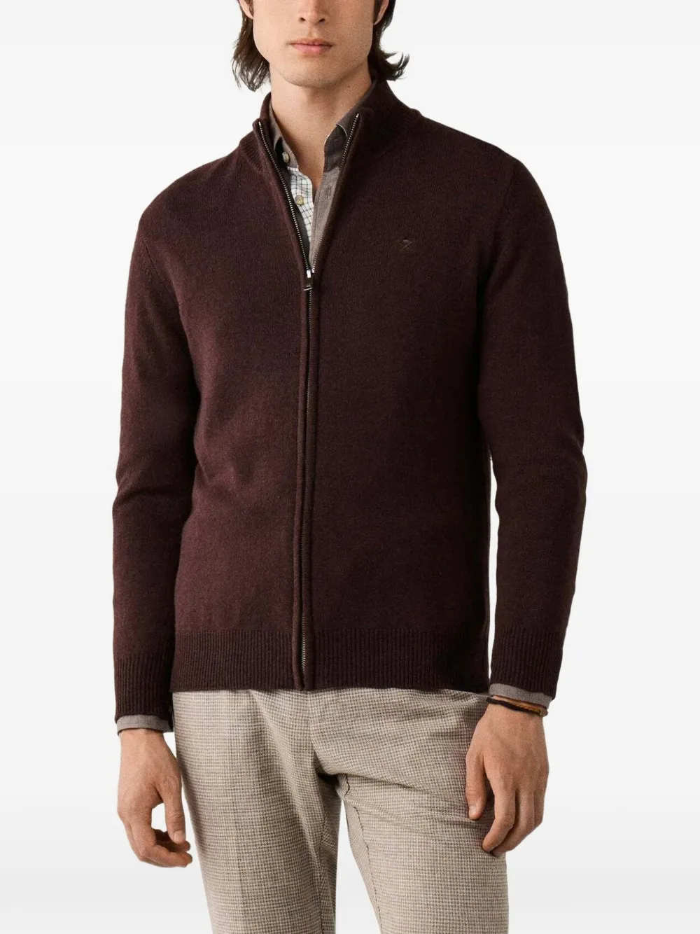 Hackett London zip-up lambswool cardigan