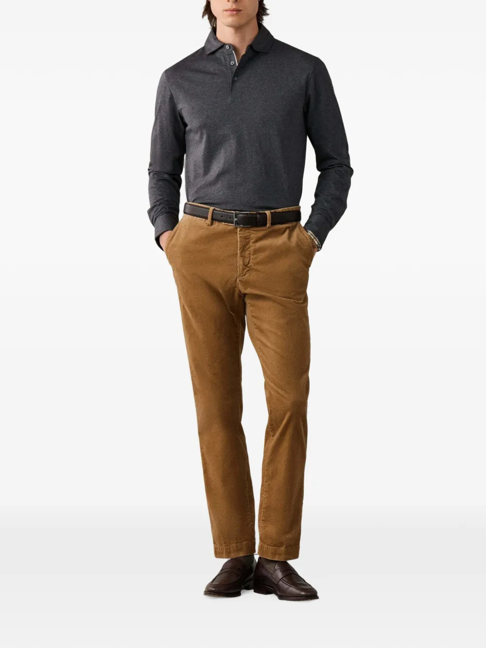 Hackett London Poloshirt met lange mouwen Grijs