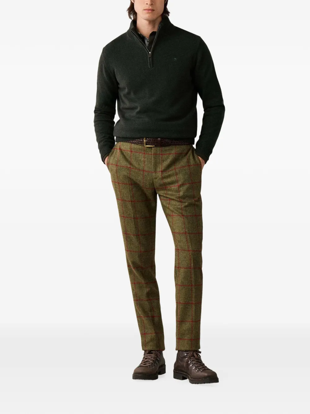 Hackett London Wollen trui met rits Groen