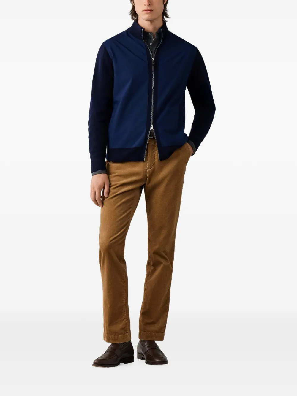 Hackett London Hybrid jack met rits Blauw