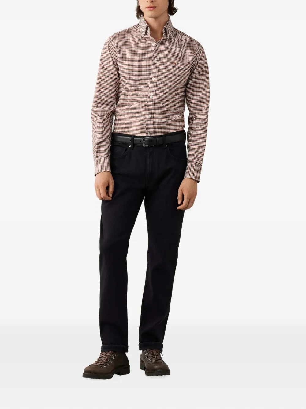 Hackett London Overhemd met gingham ruit Oranje