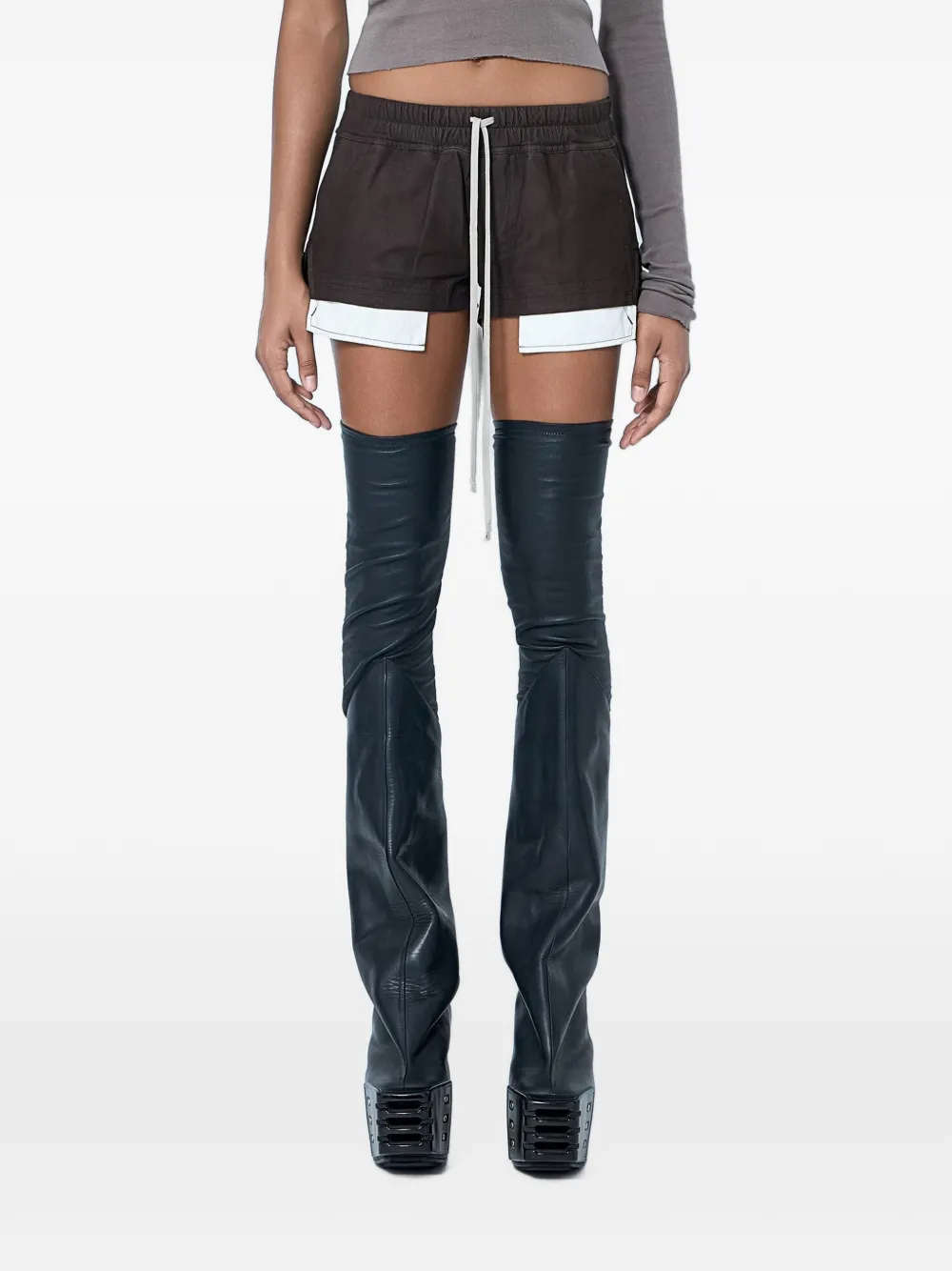 Rick Owens Fog layered drawstring shorts - Braun