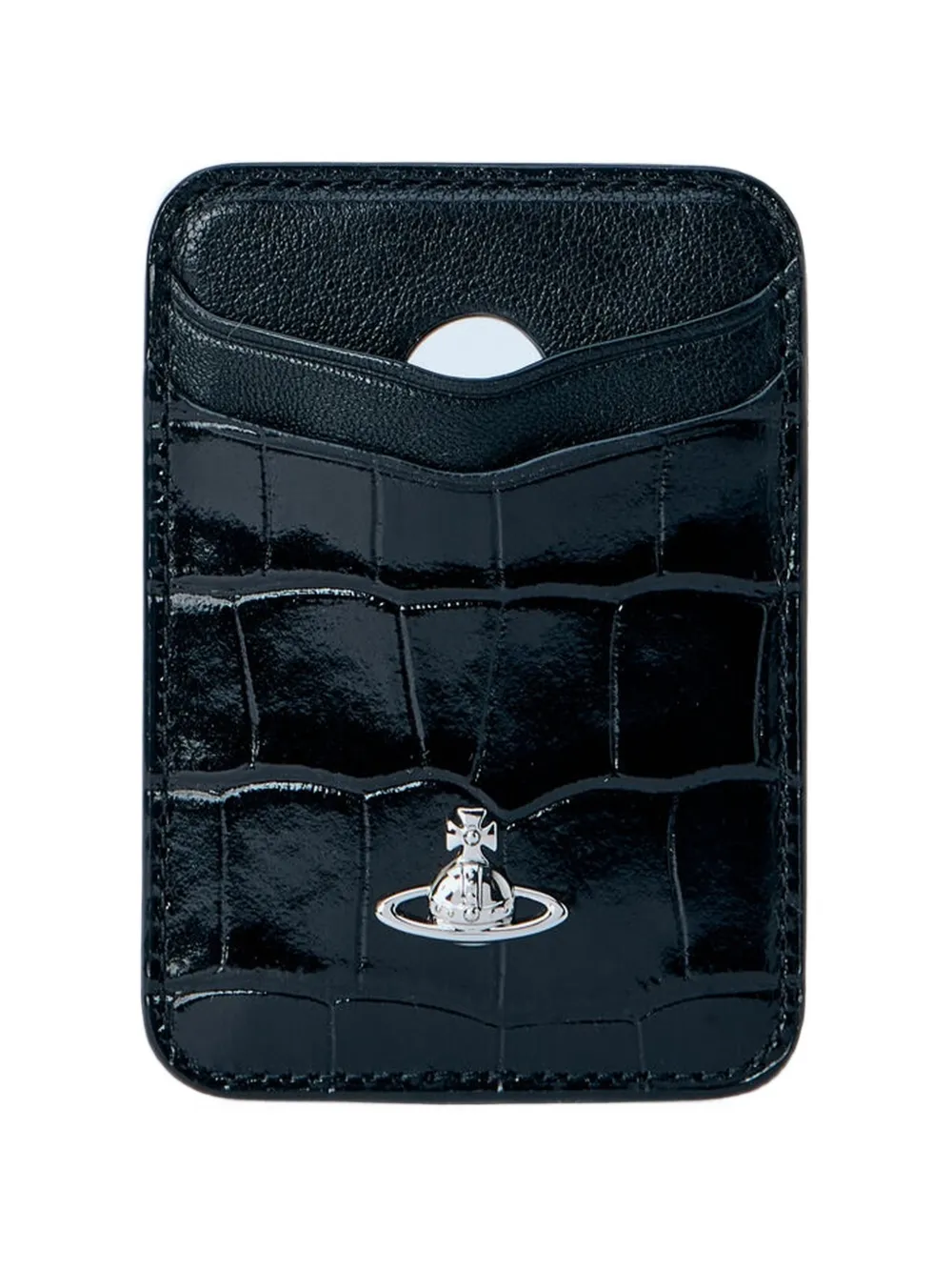 Vivienne Westwood croc-embossed Orb card holder - Nero