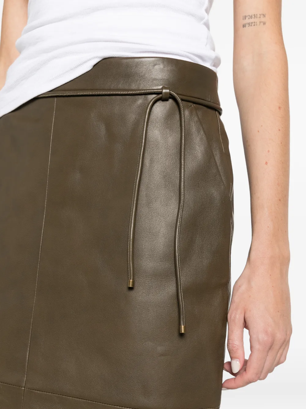 Max Mara natural nappa leather pencil skirt Bruin