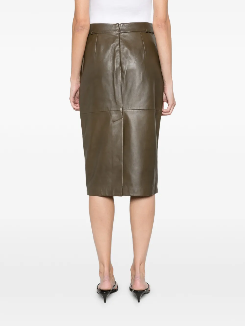 Max Mara natural nappa leather pencil skirt Bruin