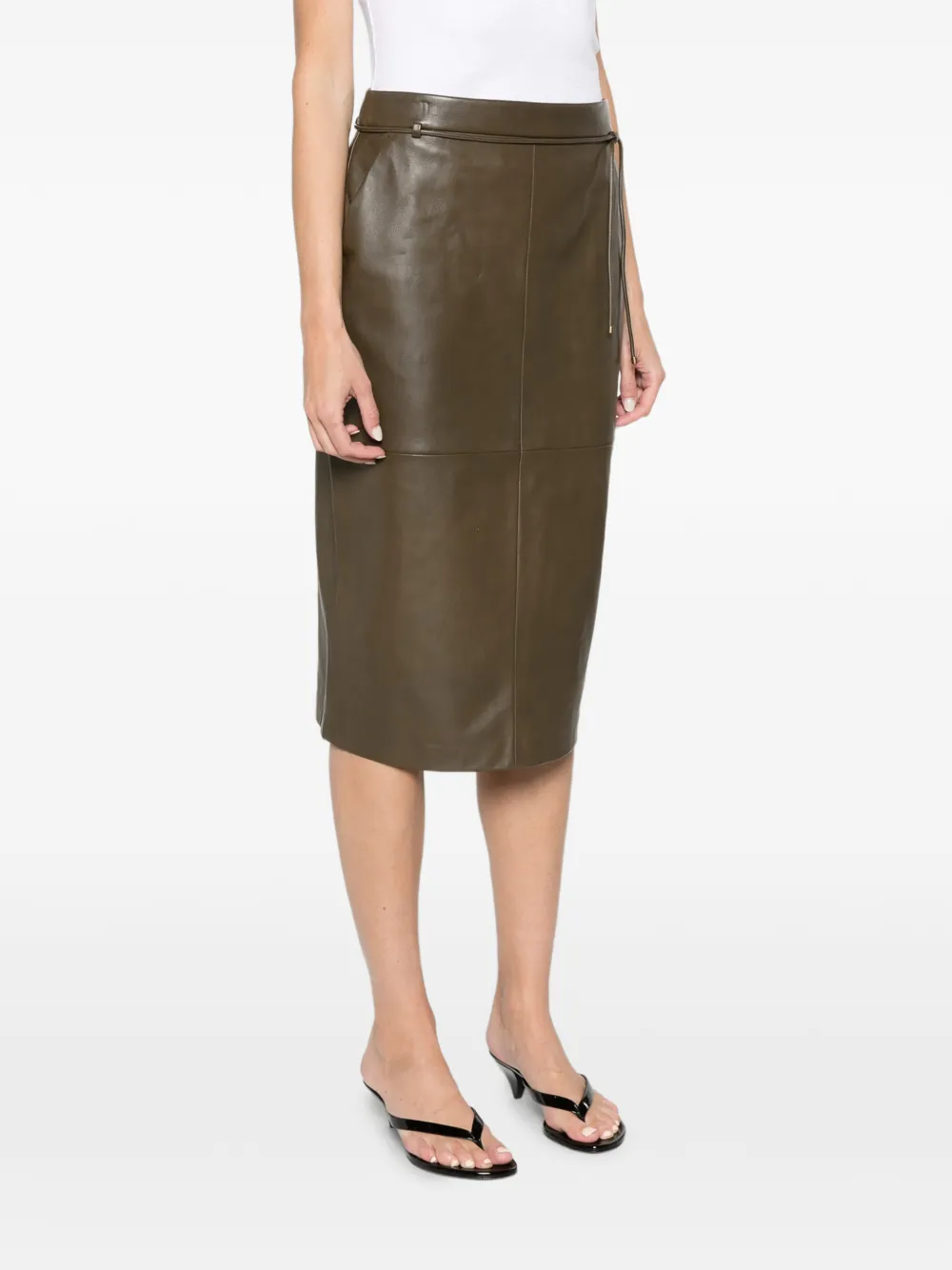 Max Mara natural nappa leather pencil skirt Bruin