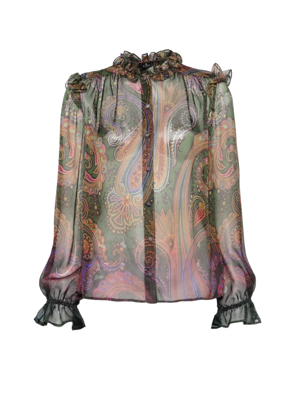 ETRO paisley ruffled blouse - Verde