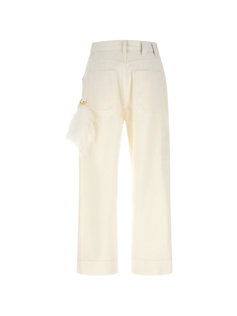 DARKPARK Lisa ribfluwelen broek met veren Wit