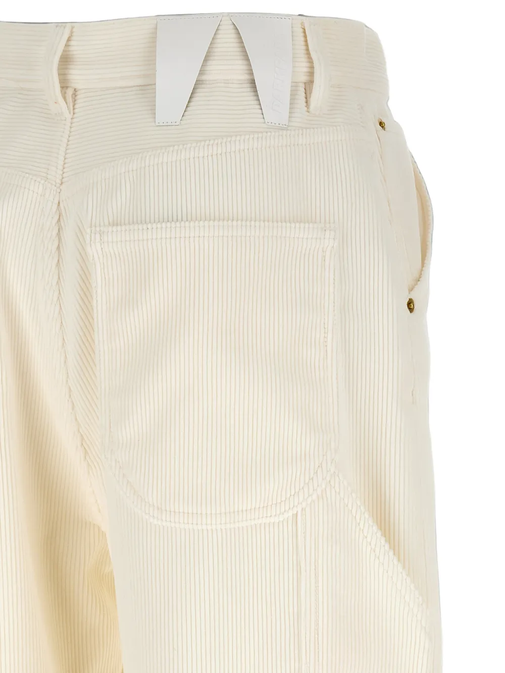 DARKPARK Lisa ribfluwelen broek met veren Wit