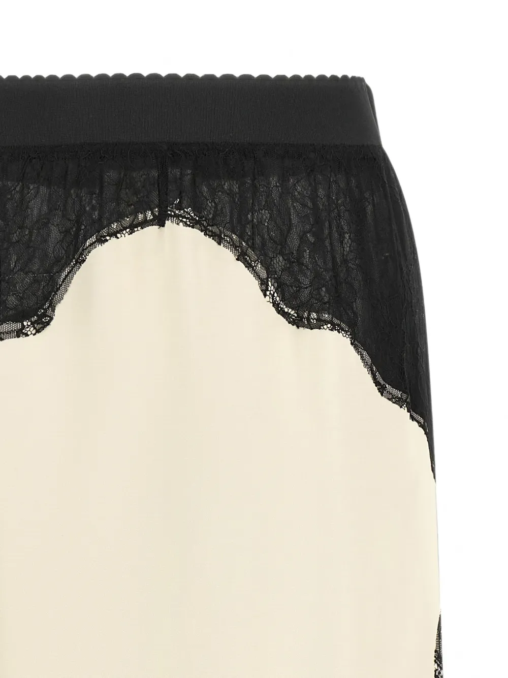 The Attico Satijnen midi-rok met kanten vlakken Beige