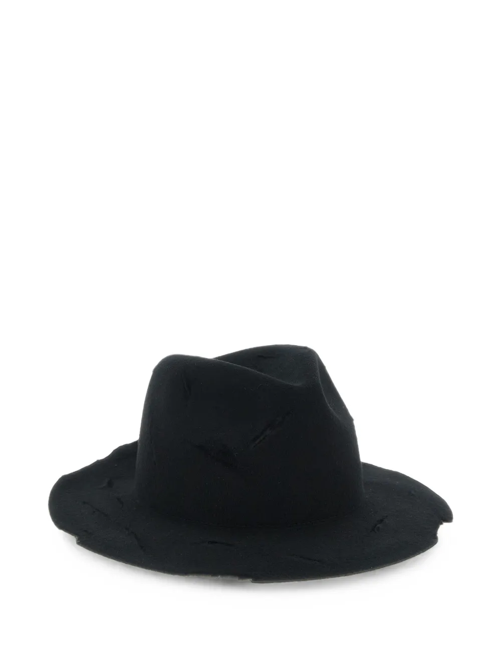 Yohji Yamamoto Vilten hoed met gerafeld effect Zwart