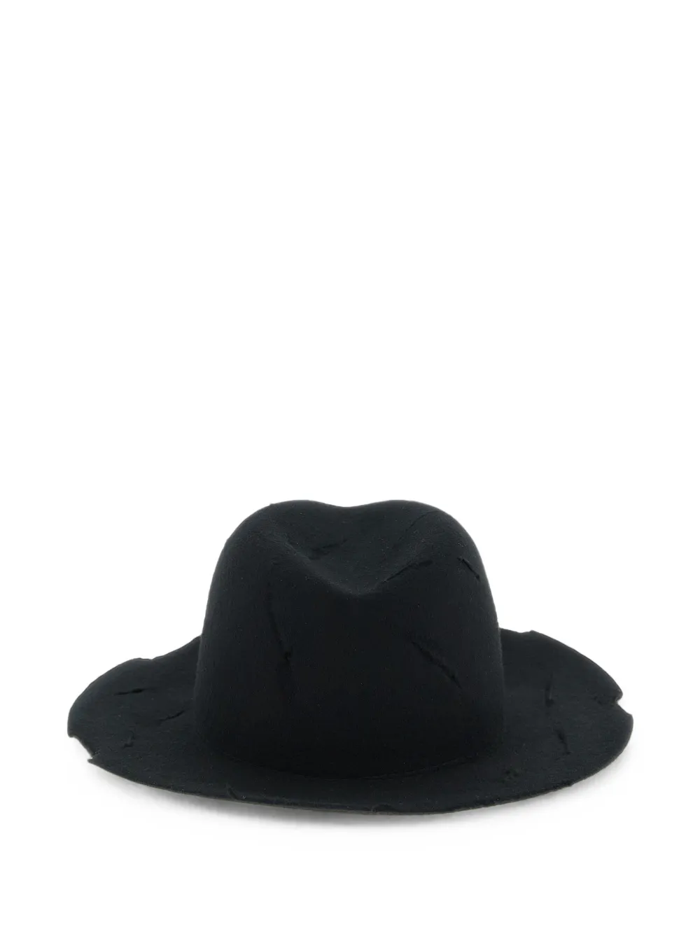Yohji Yamamoto Vilten hoed met gerafeld effect Zwart