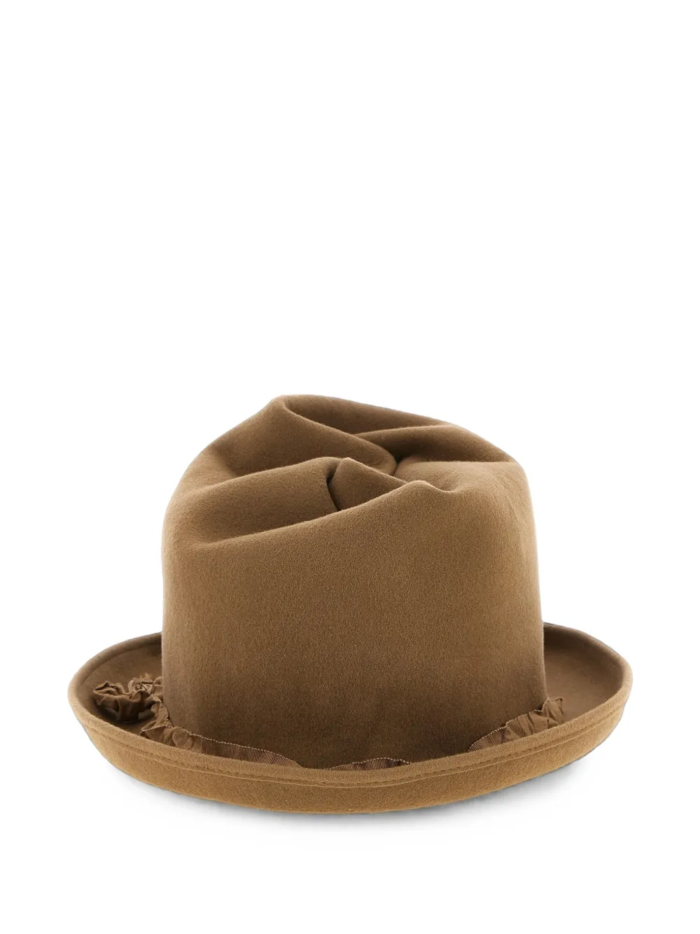 Yohji Yamamoto Asymmetrische gekrulde hoed Bruin