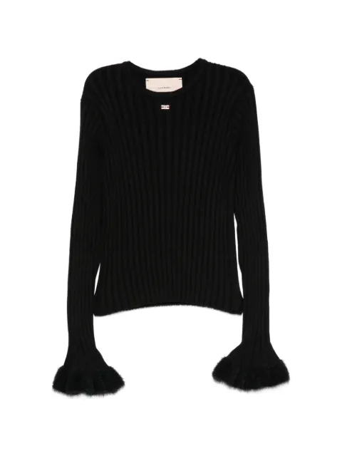 Elisabetta Franchi La Mia Bambina ribbed faux-fur-trim sweater