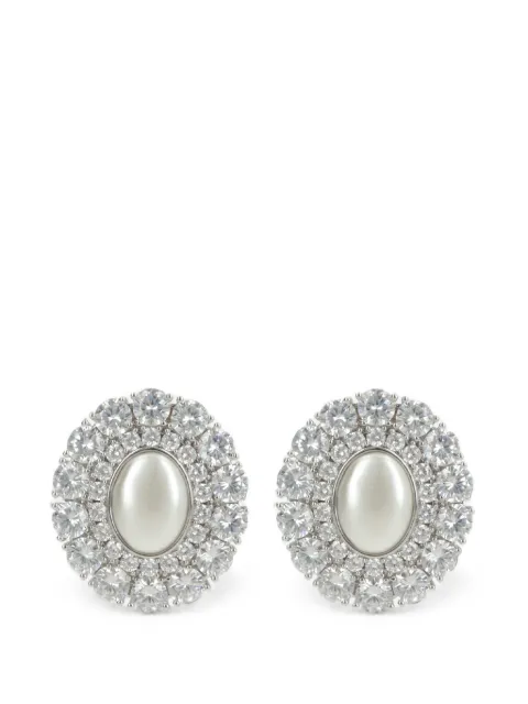 Self-Portrait crystal-embellished oval earrings