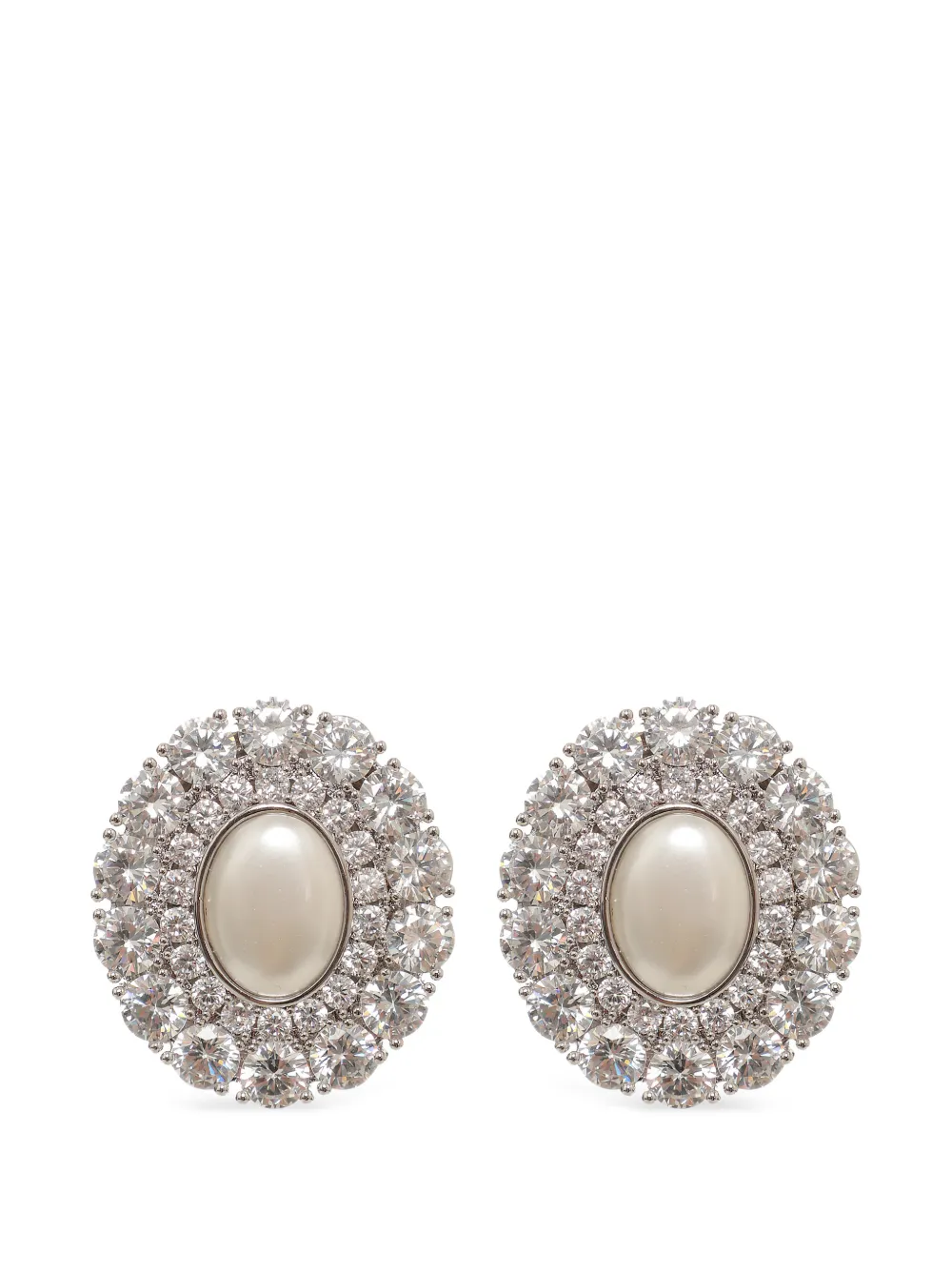 Self-Portrait crystal-embellished oval earrings