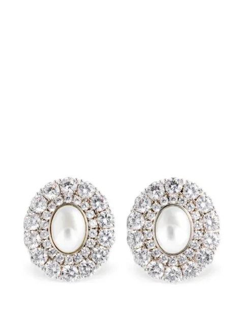 Self-Portrait crystal-embellished oval earrings