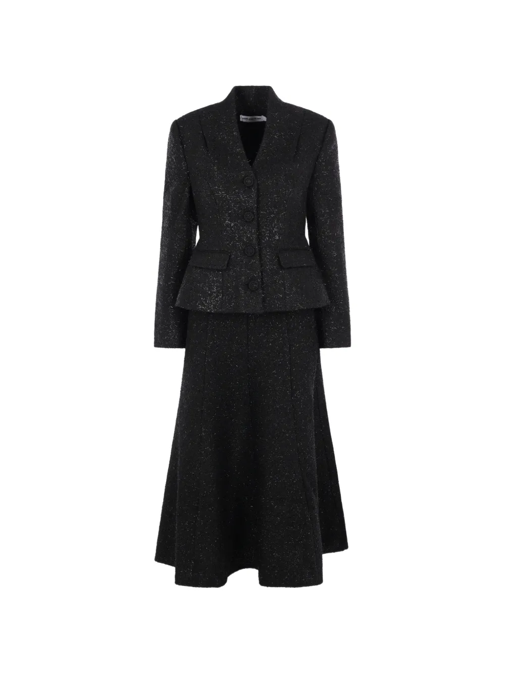 Self-Portrait bouclé-knit midi dress - Nero