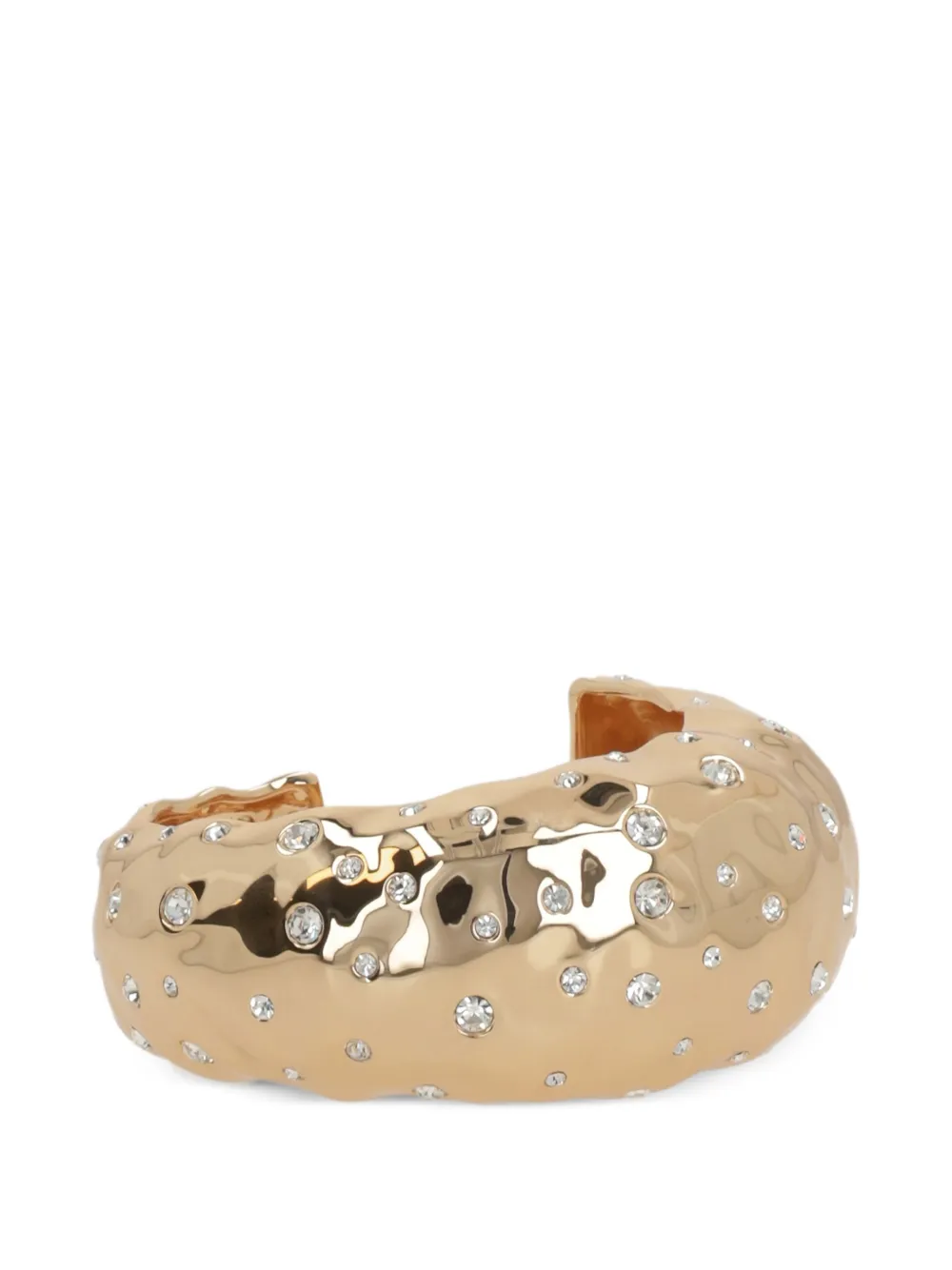 Self-Portrait hammered crystal-embellished cuff bracelet - Oro