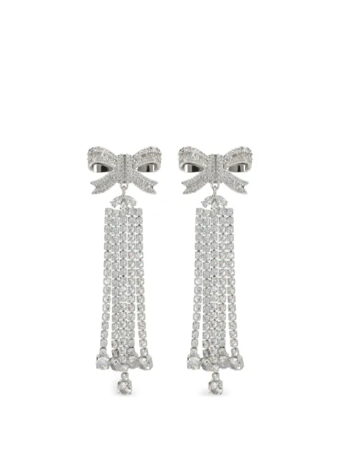 Self-Portrait bow-shaped crystal-fringe earrings