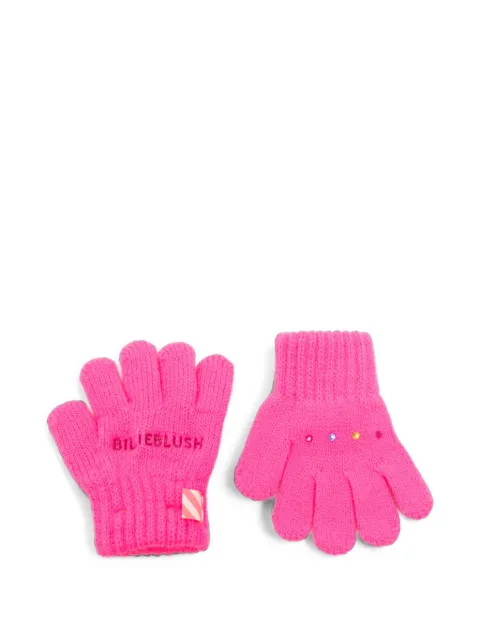 Billieblush logo-embroidered crystal-embellished gloves