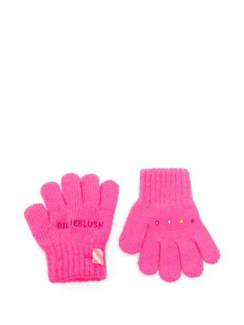Billieblush logo-embroidered crystal-embellished gloves