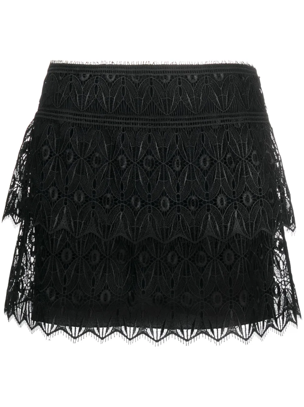 Alberta Ferretti layered lace A-line mini skirt