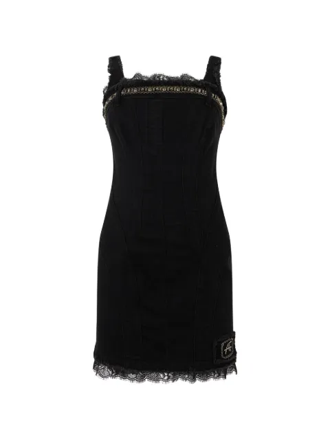 Alberta Ferretti lace-trim chain-embellished fitted mini dress