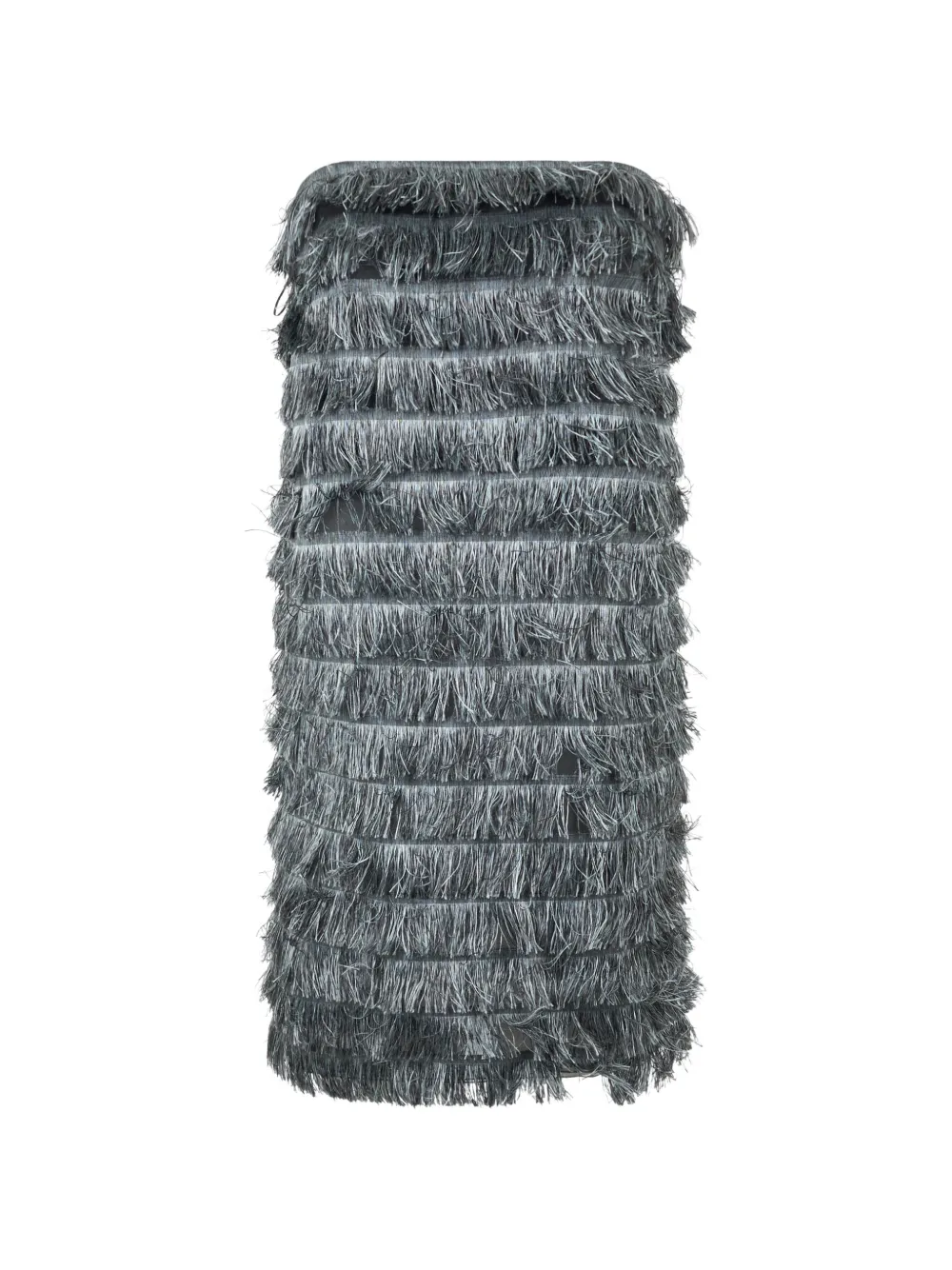 Alberta Ferretti fringe-detail strapless mini dress Grijs