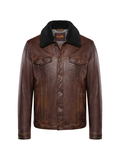 Moorer shearling-collar leather jacket