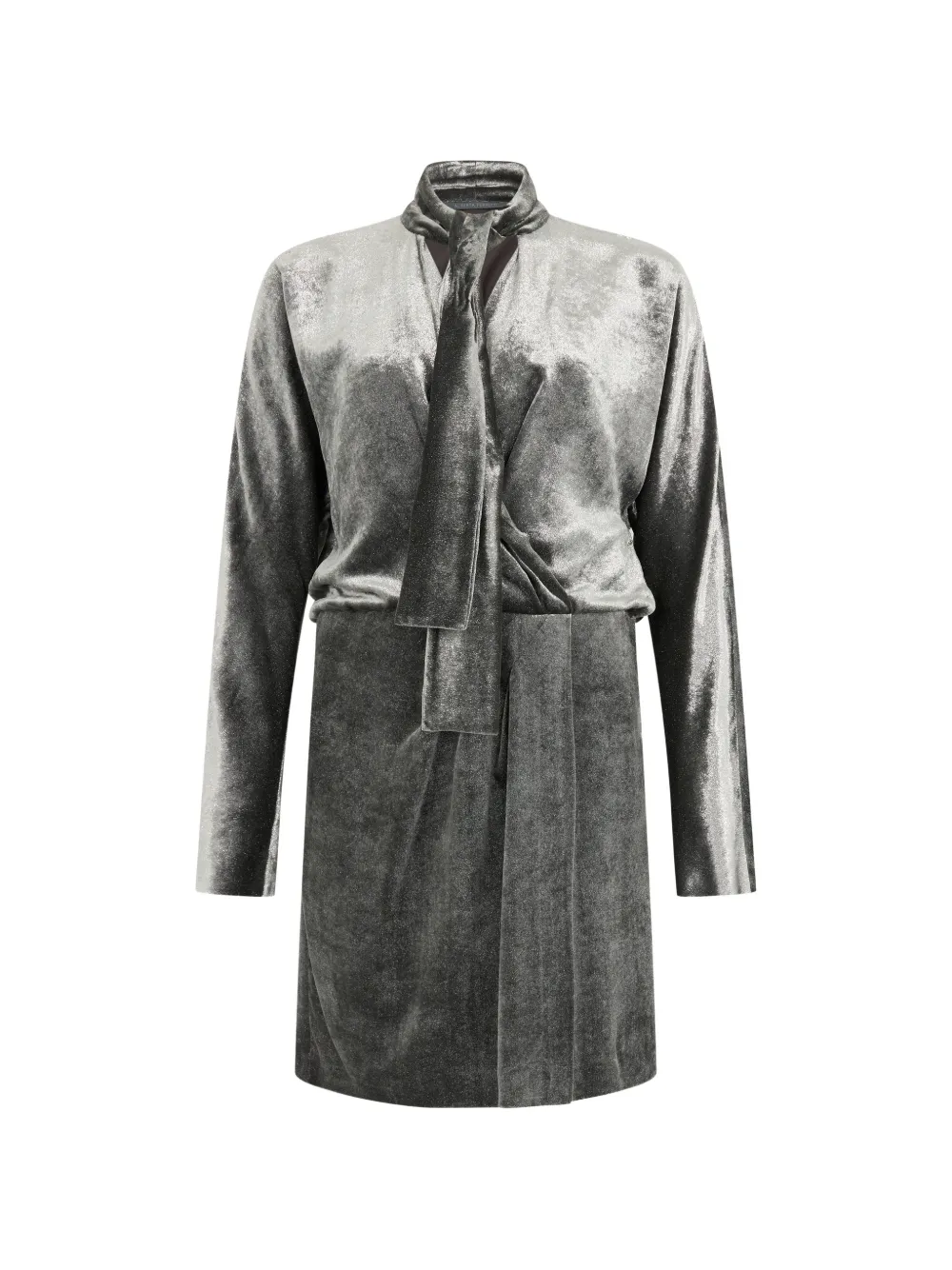 Alberta Ferretti bow-detail velvet mini dress - Grau