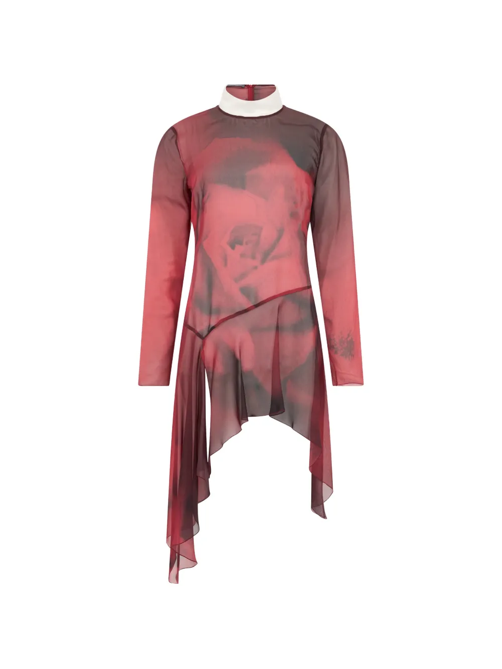Alberta Ferretti asymmetrical long-sleeve dress - Rosso