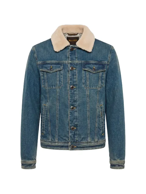 Moorer faux-fur collar denim jacket
