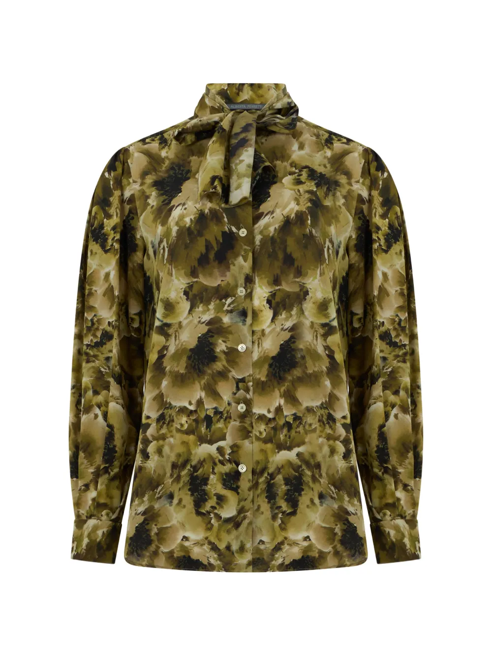 Alberta Ferretti Abstract-print Silk Shirt In Green